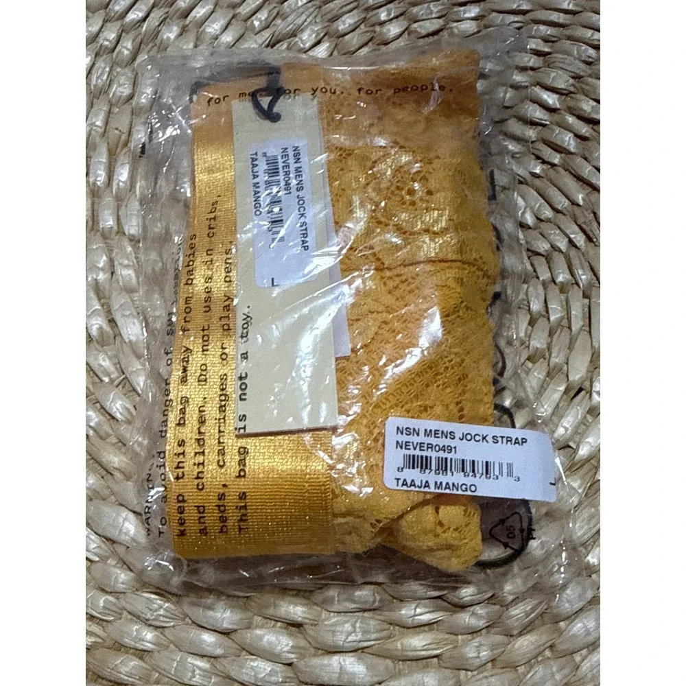 Cosabella Men's Never Say Never Lace Jock Strap Yellow Taaja Mango Size L